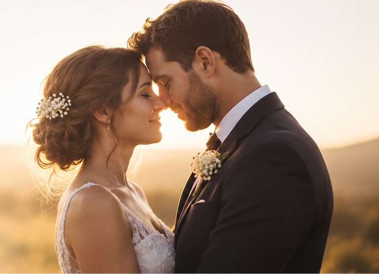 Romantic wedding portrait
